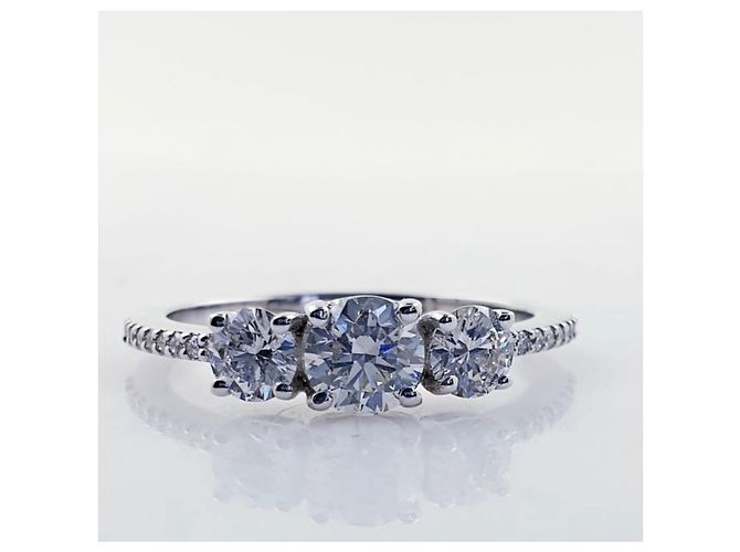 Autre Marque Ring 14 Karat Weißgold mit neuen Diamanten Ring - 0.90 CT Diamond Grau - Ansicht 2