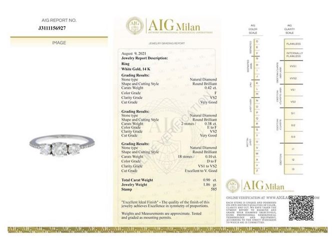 Autre Marque Ring 14 Karat Weißgold mit neuen Diamanten Ring - 0.90 CT Diamond Grau - Ansicht 7
