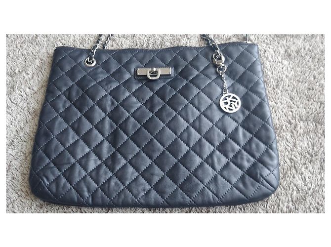 Dkny Handtasche aus Leder Grau Metallic - Ansicht 2