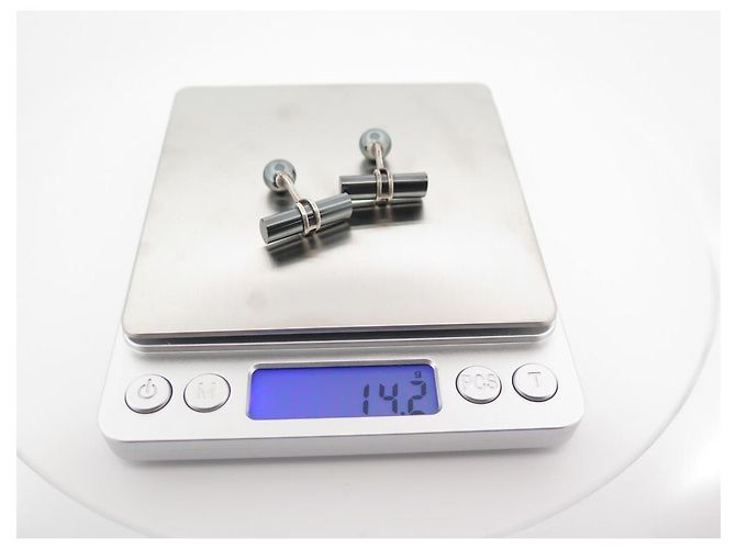Hermès GEMELLI HERMES STICKS H GEMELLI ARGENTO CERAMICA CROMATA Grigio - vista 5