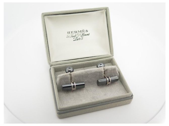 Hermès GEMELLI HERMES STICKS H GEMELLI ARGENTO CERAMICA CROMATA Grigio - vista 8