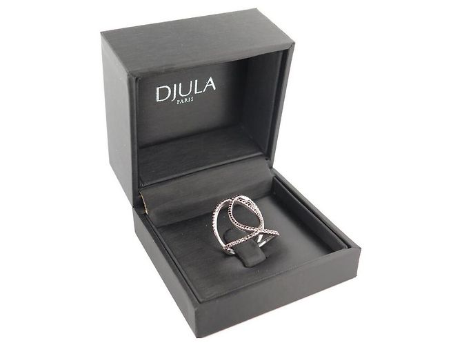 ANELLO C foderato DJULA 96 diamanti neri 0.5K&OR BIANCHI 18k t 48 Squillare Argento - vista 12
