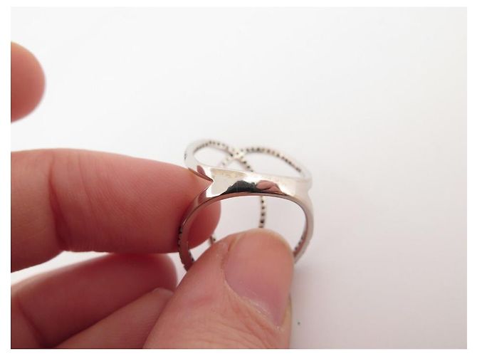 ANELLO C foderato DJULA 96 diamanti neri 0.5K&OR BIANCHI 18k t 48 Squillare Argento - vista 5