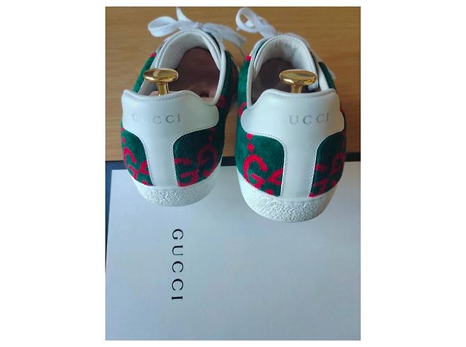 Sneakers Gucci Ace GG in velluto verde - vista 7