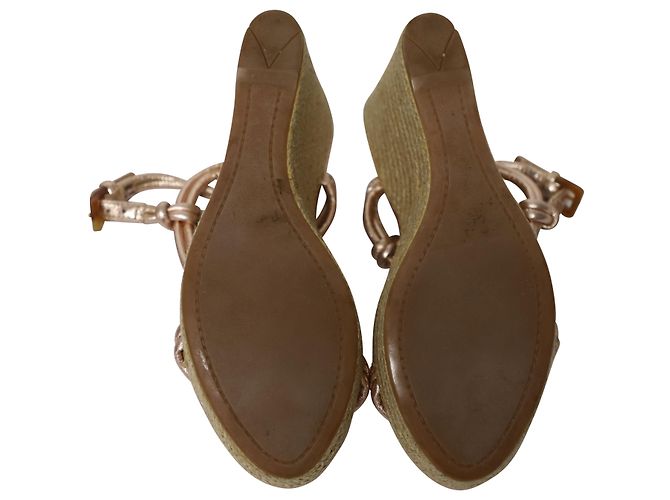 Espadrillas Prada Sport con Zeppa in Pelle Oro - vista 4