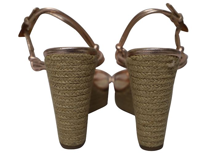 Espadrillas Prada Sport con Zeppa in Pelle Oro - vista 5