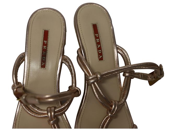 Espadrillas Prada Sport con Zeppa in Pelle Oro - vista 7