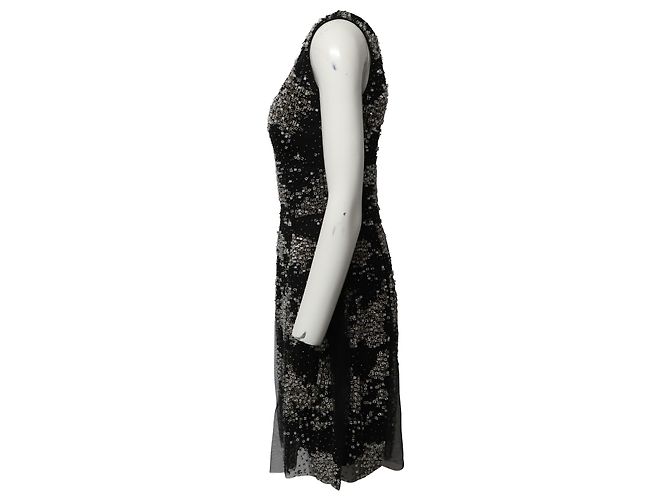 Vestido de festa Issa com brilhantes em seda preta Preto - vista 3