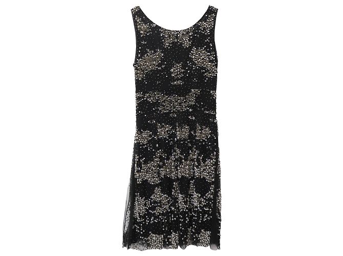 Vestido de festa Issa com brilhantes em seda preta Preto - vista 5