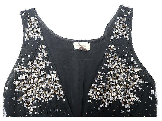 Vestido de festa Issa com brilhantes em seda preta Preto - vista 6