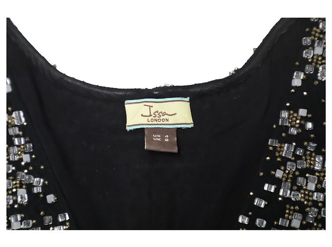 Vestido de festa Issa com brilhantes em seda preta Preto - vista 7