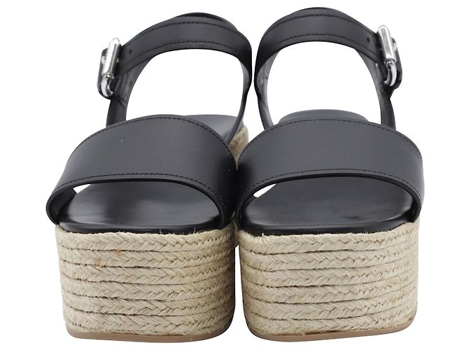 Sandalias Prada Espadrille Platform en Cuero Negro - vista 2