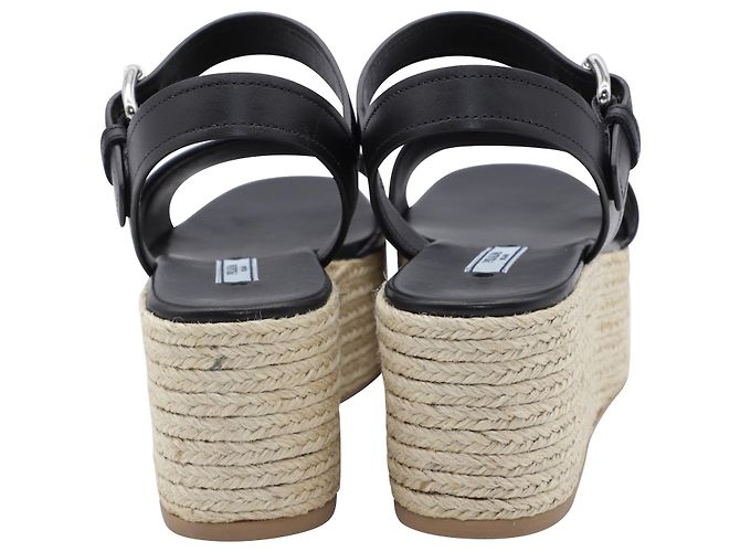 Sandalias Prada Espadrille Platform en Cuero Negro - vista 3