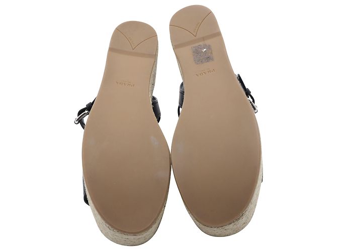 Sandalias Prada Espadrille Platform en Cuero Negro - vista 7