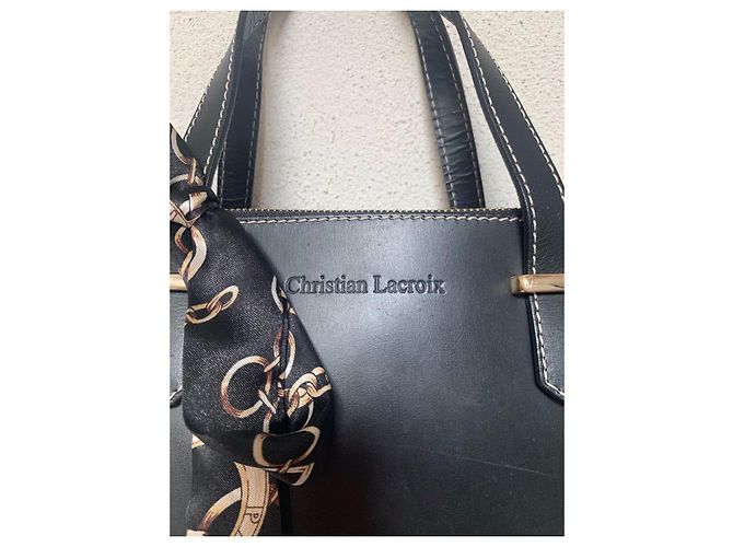 Christian Lacroix Handtasche aus schwarzem Leder - Ansicht 7