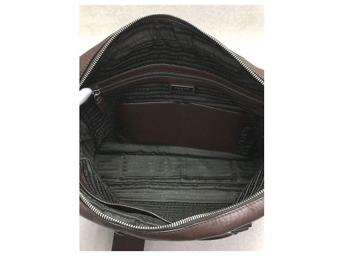 Mallette PRADA / cuir / BRW / uni - vue 6