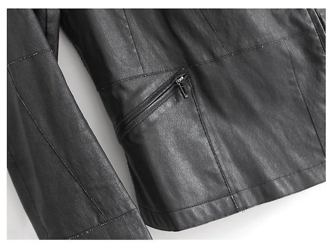 Chanel Resort 2016 Schwarze Leder Bikerjacke - Ansicht 2