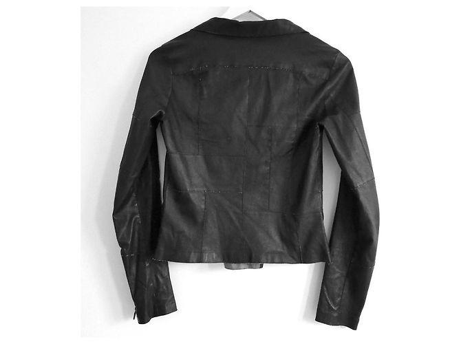 Chanel Resort 2016 Schwarze Leder Bikerjacke - Ansicht 5