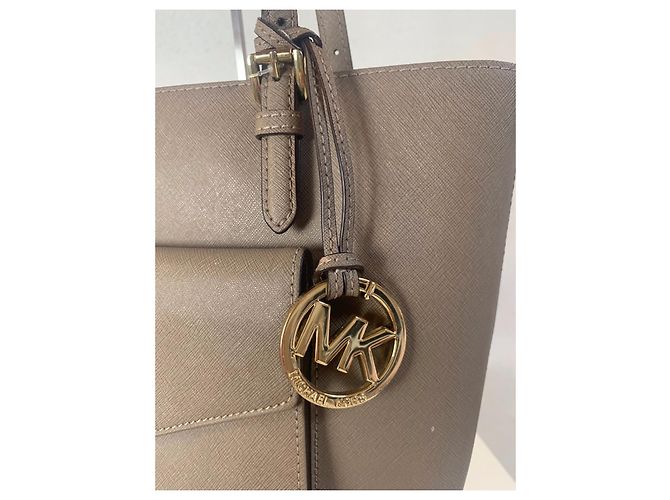 Borsa a mano Michael Kors in pelle saffiano taupe - vista 4