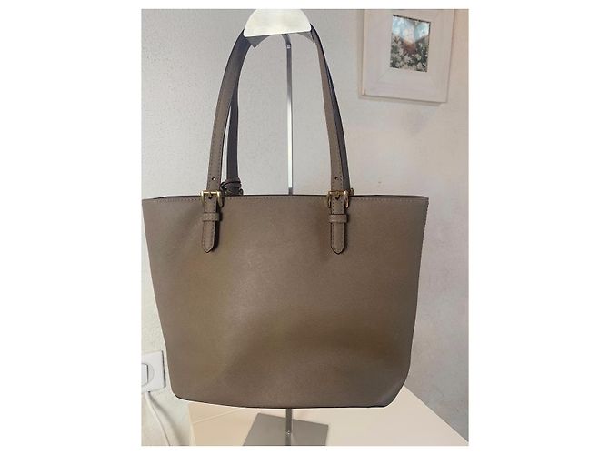 Borsa a mano Michael Kors in pelle saffiano taupe - vista 5