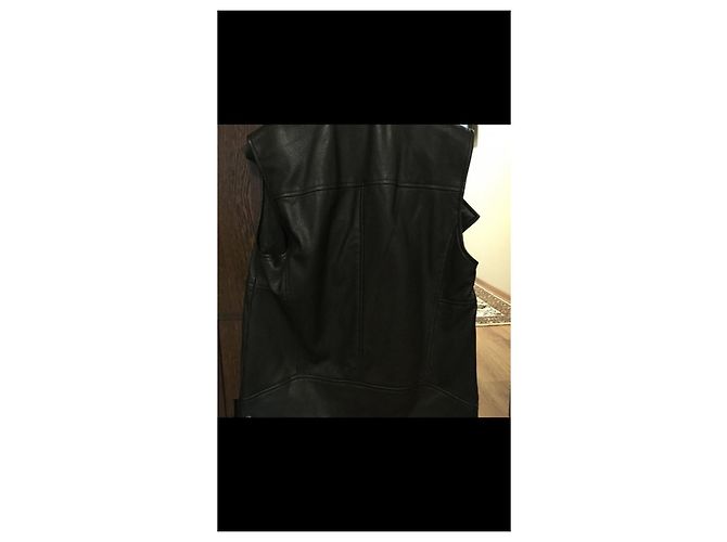 Helmut Lang Helmult Lang ärmellose Lederjacke Schwarz - Ansicht 2