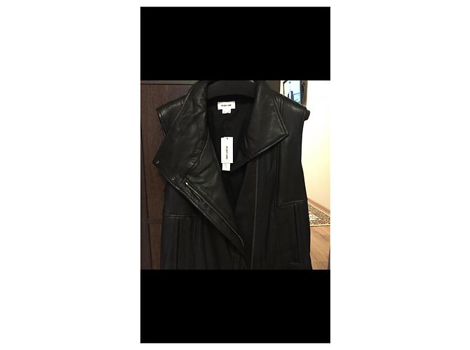 Helmut Lang Helmult Lang ärmellose Lederjacke Schwarz - Ansicht 5