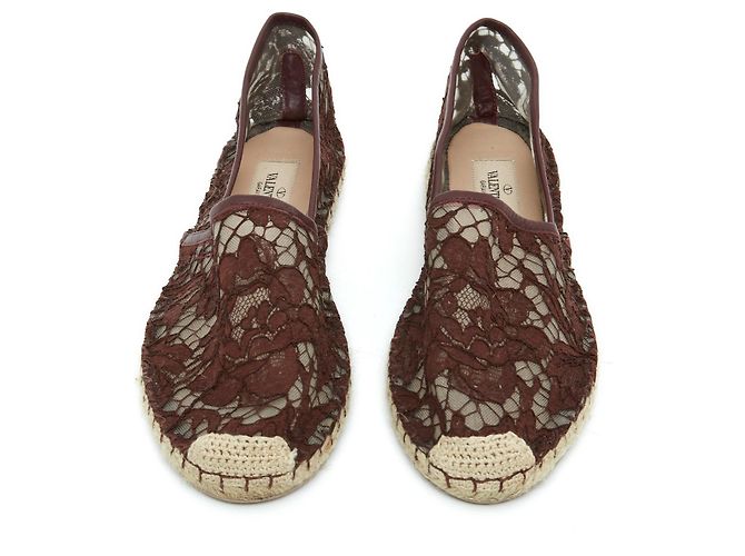 Valentino Bordeauxrote Espadrilles mit Spitze in38 - Ansicht 2
