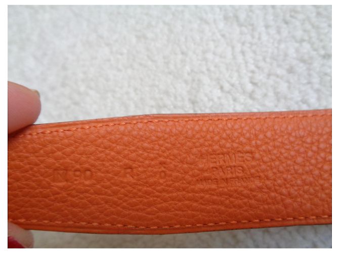Hermès H Gürtel wendbar 32mm Orange Schokolade - Ansicht 8