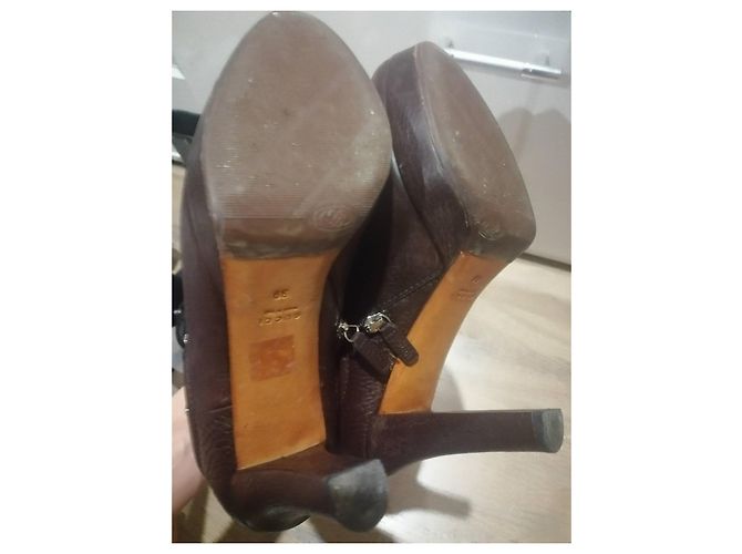 Botines Gucci de piel marrón 39 Castaño - vista 4