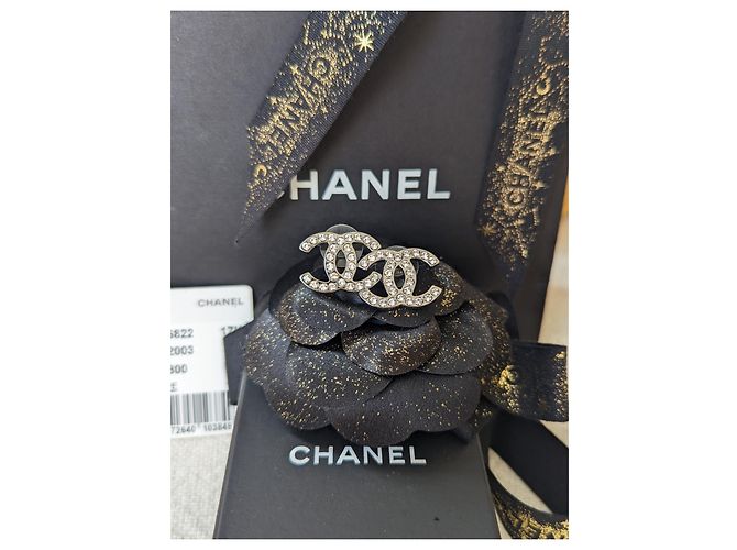 Chanel CC B17Orecchini classici grandi in cristallo con logo K Metallico - vista 4