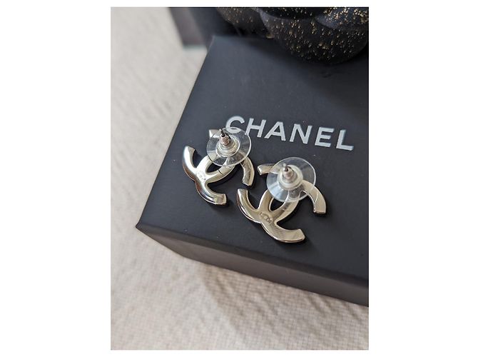Chanel CC B17Orecchini classici grandi in cristallo con logo K Metallico - vista 6