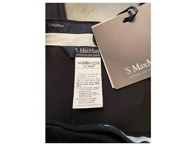 Pantalones negros de algodón S Max Mara - vista 3