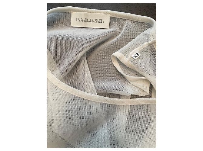 Top de tule Parosh branco com pontos espelhados e pedras - vista 5