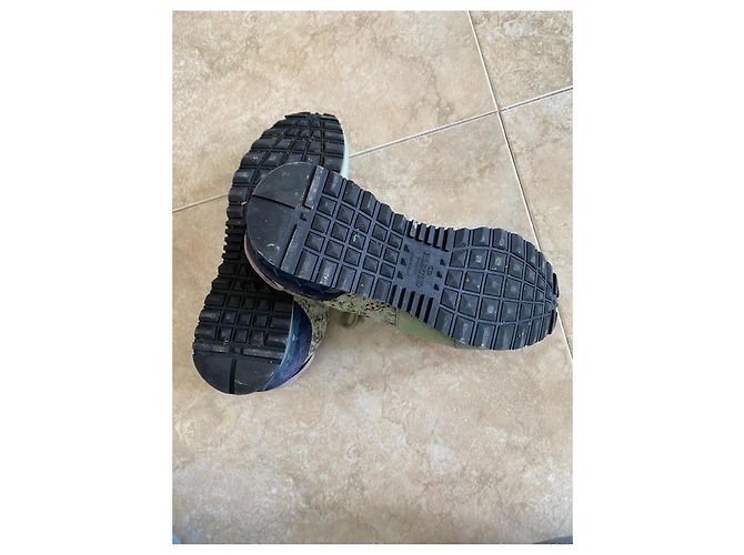 Baskets Valentino Garavani Vert Daim Cuir Dentelle - vue 4