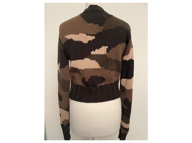 Parosh Strickjacke Camouflage Wolle Braun Beige Schwarz Khaki - Ansicht 4