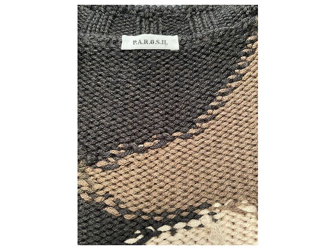 Parosh Strickjacke Camouflage Wolle Braun Beige Schwarz Khaki - Ansicht 6
