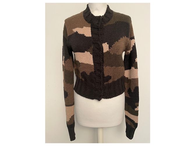 Parosh Strickjacke Camouflage Wolle Braun Beige Schwarz Khaki - Ansicht 8