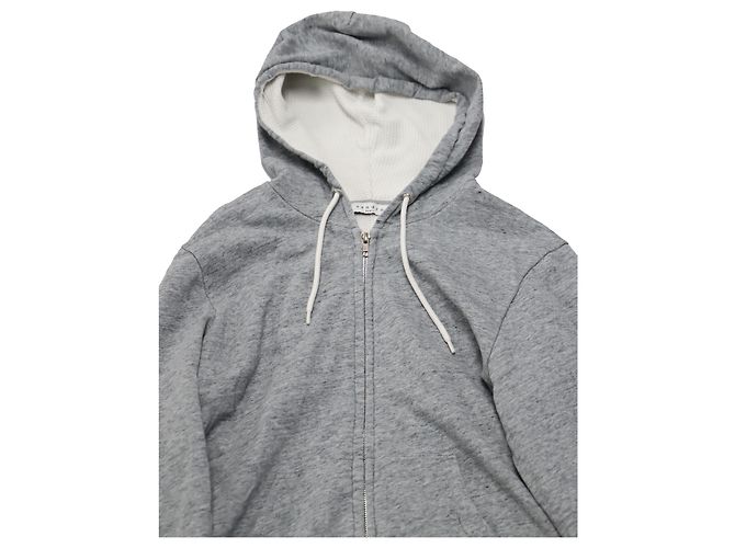 Felpa con cappuccio e zip Sandro in cotone grigio - vista 4