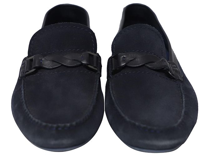 Boss Hugo Boss Driver Chaussures en Daim Bleu Marine - vue 2
