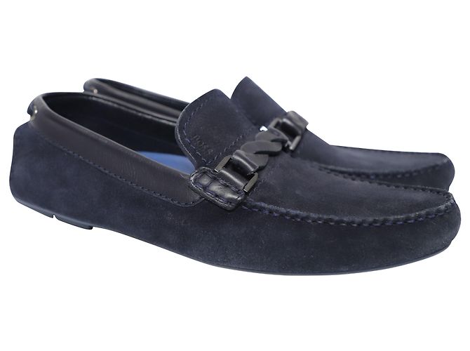 Boss Hugo Boss Driver Chaussures en Daim Bleu Marine - vue 3