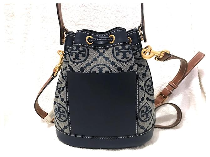 Borsa a secchiello Tory Burch blu in tessuto - vista 3