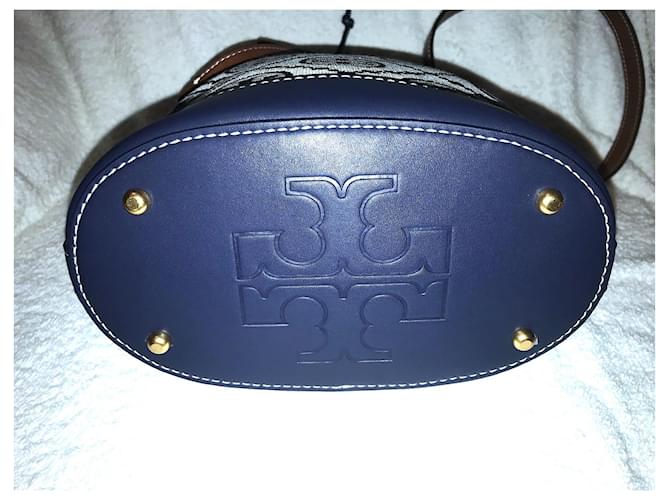 Borsa a secchiello Tory Burch blu in tessuto - vista 4