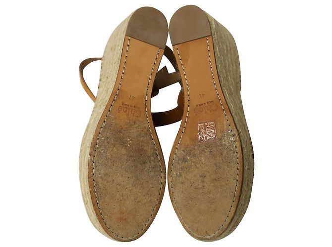 Chloé Chloe Lauren Espadrillas alte con zeppa in camoscio marrone - vista 6