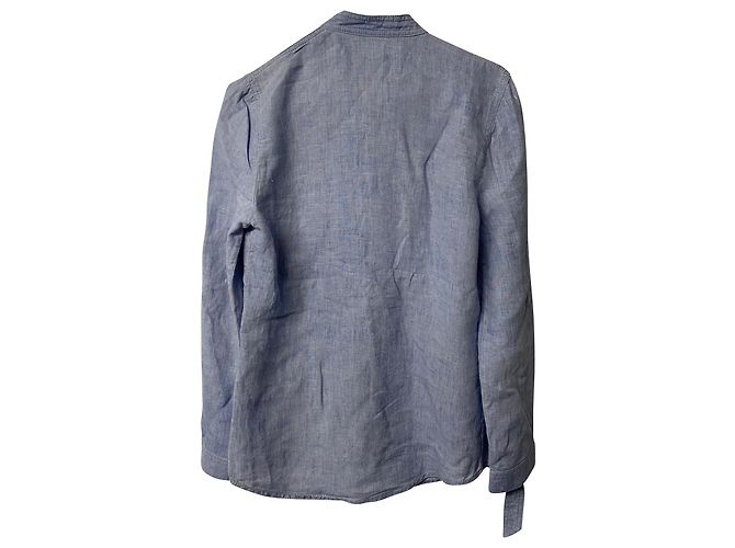 Camicia Balmain con Maniche Regolabili con Tasche in Lino Blu - vista 5