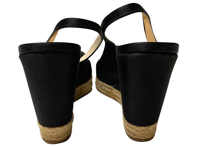 Prada Espadrille-Sandalen aus schwarzer Seide - Ansicht 4