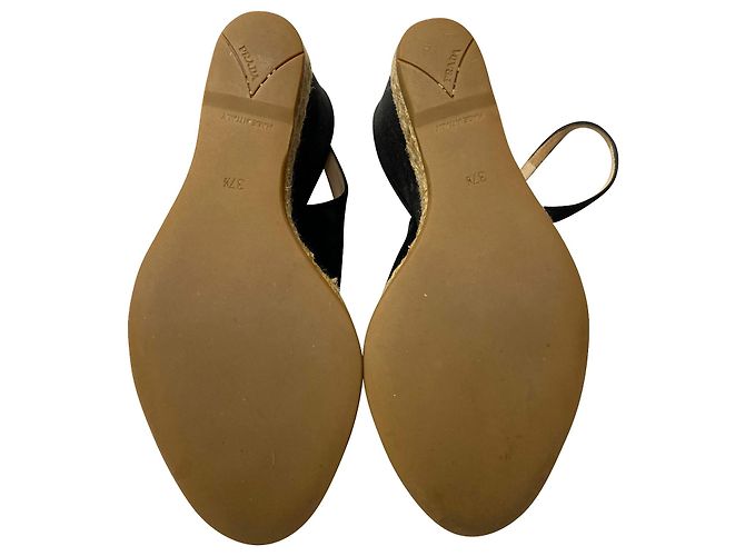 Prada Espadrille-Sandalen aus schwarzer Seide - Ansicht 5