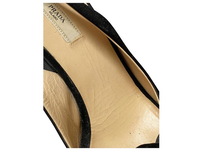 Prada Espadrille-Sandalen aus schwarzer Seide - Ansicht 7