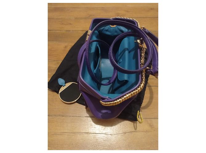 Bulgari Borsa Serpenti ipnotica con manico superiore Porpora - vista 7