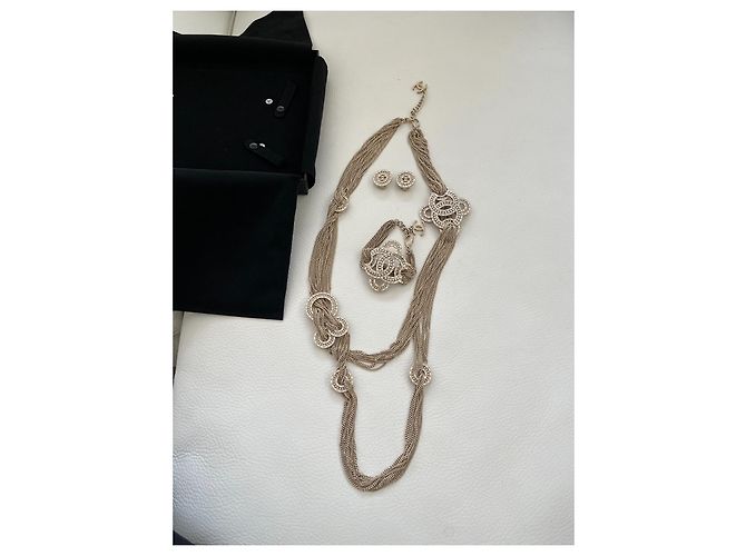 Superbo bracciale collana collana Chanel e orecchini Gold hardware - vista 6