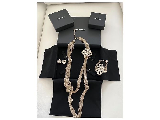 Superbo bracciale collana collana Chanel e orecchini Gold hardware - vista 9